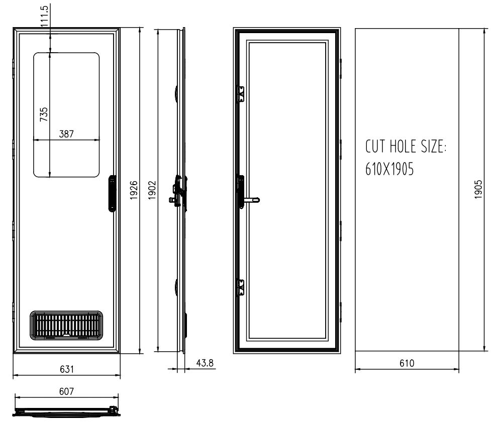 Caravan Door Dimensions Square Top 610x1905 1